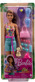 Mattel ברבי כושר ואורח חיים בריא – ברונטית עם גור כלבים ואביזרי ספורט - Barbie