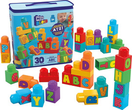 Mega Bloks שק 30 לבני הרכבה קלאסיות עם אותיות ה ABC