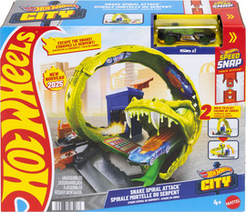 Hot Wheels הוט ווילס עיר מסלול נחש תוקף תחנת דלק כולל מכונית
