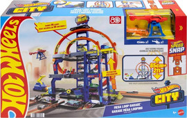 Hot Wheels מוסך לעד 36 מכונית עם מגה לופ בגובה 65 ס"מ כולל מכונית ומסוק