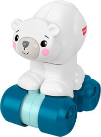 Fisher-price דוב הקוטב "לחץ וזחל" על גלגלים פישר פרייס – צעצוע מעודד זחילה