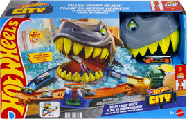 Mattel Hot Wheels - מתקפת הכריש בחוף: מסלול מרוצים חווייתי