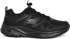 SKECHERS סקצ'רס נעלי ספורט לגברים עם שרוכים רשת קשקושים סוליה כפולה עם ארצ'-פיט בצבע שחור (AXTELL)