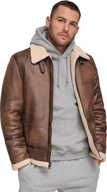 Calvin Klein מעיל Calvin Klein לגברים דגם B-3 Faux Shearling