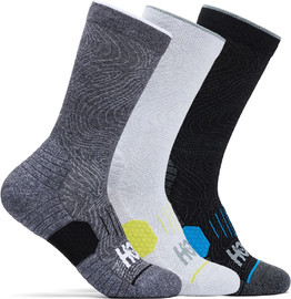Hoka Hoka U Crew Run Sock 3-Pack מארז 3 זוגות גרבי ריצה גבוהים שחור-אפור-לבן