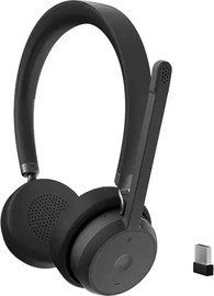 Lenovo אוזניות אלחוטיות Lenovo Wireless VoIP Headset (Teams) בצבע שחור.