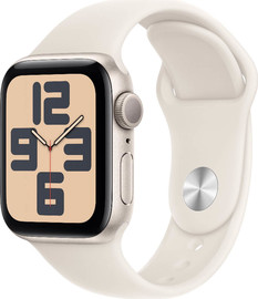 APPLE שעון חכם 40 מ"מ Apple אפל Watch SE 2024 GPS 40mm - Starlight Aluminium Case with Starlight Sport Band - M/L