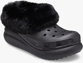Crocs Crocs Furever Crush - כפכפי פלטפורמה קרוקס קראש עם פרווה לנשים בצבע שחור