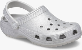 Crocs Crocs Classic Glitter Clog - כפכפי קלוג קרוקס נצנצים לנשים בצבע כסף