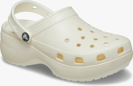 Crocs Crocs Classic Platform Glitter Clog W - כפכפי פלטפורמה נצנצים קרוקס לנשים בצבע לבן גיר