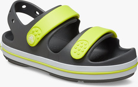 Crocs Crocs Crocband Cruiser Sandal K - סנדלי קרוקבנד לילדים בצבע אפור/ירוק זרחני