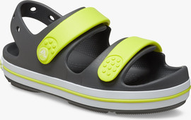 Crocs Crocs Crocband Cruiser Sandal T - סנדלי קרוקבנד לילדים בצבע אפור/ירוק זרחני מידות קטנות