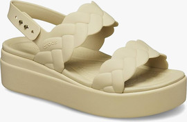 Crocs Crocs Brooklyn Woven Upper Low Wedge  -  סנדלי פלטפורמה קרוקס ברוקלין לנשים בצבע צ'אי
