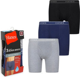 HANES מארז 3 בוקסר בריפס Hanes לגברים - כותנה נמתחת