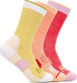 Hoka Hoka U Crew Run Sock 3-Pack מארז 3 זוגות גרבי ריצה גבוהים אדום-כתום-צהוב
