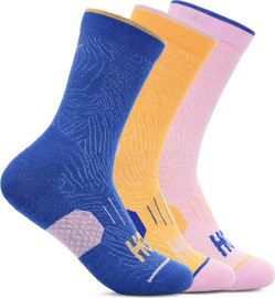 Hoka Hoka U Crew Run Sock 3-Pack מארז 3 זוגות גרבי ריצה גבוהים ורוד-כתום-כחול