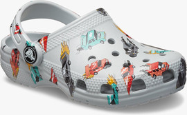 Crocs Crocs Classic Race Cars Graphic Clog T-  כפכפי קרוקס לילדים בצבע אפור עם הדפס מכוניות