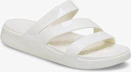 Crocs Crocs Getaway Patent Strappy -  כפכפי קרוקס לנשים בצבע לבן גיר