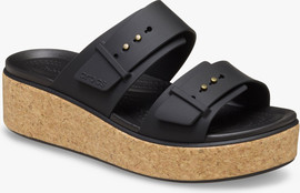 Crocs Crocs Brooklyn Cork Buckle - כפכפי פלטפורמה קרוקס ברוקלין לנשים בצבע שחור