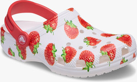 Crocs Crocs Classic Fresh Fruits K -  כפכפי קרוקס לילדים בצבע לבן בהדפס תותים אדומים