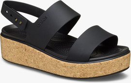 Crocs Crocs Brooklyn Cork Low Wedge - סנדלי פלטפורמה קרוקס ברוקלין קורק לנשים בצבע שחור