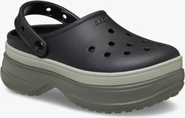 Crocs Crocs Classic Stacked Clog - כפכפי פלטפורמה קרוקס לנשים בצבע שחור/ירוק זית