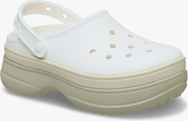 Crocs Crocs Classic Stacked Clog - כפכפי פלטפורמה קרוקס לנשים בצבע לבן גיר/קרם