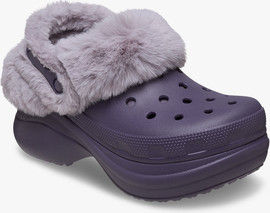 Crocs Crocs Bae Lined Clog - כפכפים פרוותיים קרוקס פלטפורמה ביי לנשים בצבע סגול לילה