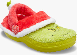 Crocs The Grinch Classic Lined Clog - כפכפי קרוקס פרווה גרינץ בצבע ירוק/אדום/לבן