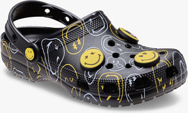 Crocs Crocs Smiley Classic Clog - כפכפי קלוג קרוקס סמיילי בצבע שחור/צהוב