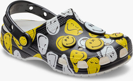 Crocs Crocs Smiley Classic Clog K - כפכפי קלוג קרוקס סמיילי לילדים בצבע שחור/לבן/צהוב