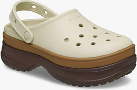 Crocs Crocs Classic Stacked Clog - כפכפי פלטפורמה קרוקס לנשים בצבע קרם/מוקה