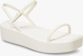 Crocs Crocs Miami Platform Y Strap Sandal - סנדלי פלטפורמה קרוקס לנשים בצבע לבן גיר