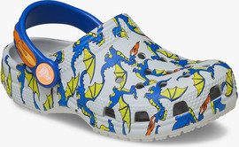 Crocs Crocs Toddler Classic Dragon Graphic Clog - כפכפי קרוקס דרקון לילדים מידות קטנות - קרוקס - Grey