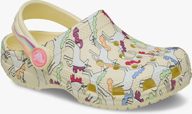 Crocs Crocs Classic Unicorn Graphic Clog - כפכפי קרוקס קלוג חד קרן בצבע קרם לקטנטנים