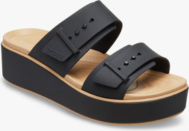 Crocs Crocs Brooklyn Buckle Matte Wrap LW - כפכפי פלטפורמה קרוקס ברוקלין לנשים בצבע שחור