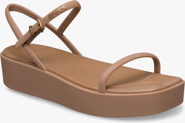 Crocs Crocs Miami Platform Y Strap Sandal - סנדלי פלטפורמה קרוקס לנשים בצבע שוקולד חלב