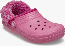 Crocs Crocs Toddler Classic Fleece Lined Clog - כפכפי פרווה קרוקס בצבע ורוד לילדים מידות קטנות