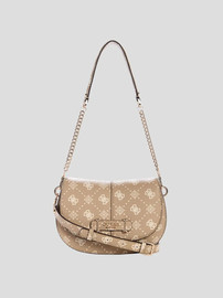 GUESS תיק Guess Carrie Logo Flap Shoulder Bag נשים - גס - Brown