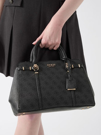 GUESS תיק Guess Leona Logo Mulit Comp Satchel נשים - גס - Grey