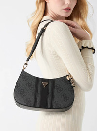 GUESS תיק Guess Noelle Ii Top Zip Shoulder Bag נשים - גס - Grey