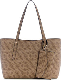 GUESS ארנק Guess Brenton Top Zip Tote נשים - גס - Brown