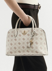 GUESS תיק Guess Emelie Logo 2 Comp Satchel נשים - גס - White