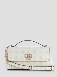 GUESS תיק Guess Emelie Logo Flap Crossbody נשים - גס - White