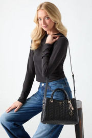 GUESS תיק Guess Stacey Girlfriend Satchel נשים - גס - Black