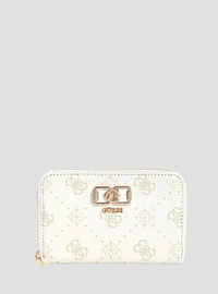 GUESS ארנק Guess Emelie Logo Slg Med Zip Around נשים - גס - White