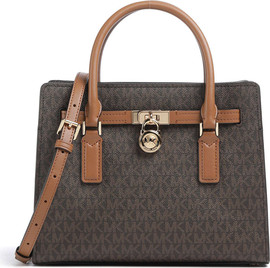 MICHAEL KORS תיק מייקל קורס Hamilton Moderne Small Signature Logo Satchel נשים - מייקל קורס - Brown