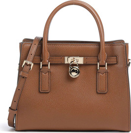 MICHAEL KORS תיק מייקל קורס Hamilton Moderne Small Pebbled Leather Satchel נשים - מייקל קורס - Brown