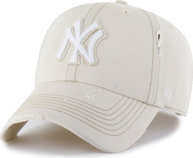 47 brand כובע מצחייה רך צבע  שמנת משופשף עם קרעים –  47 NY