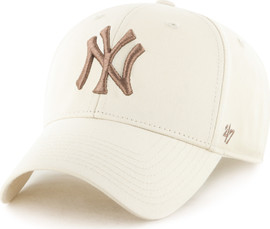 47 brand כובע מצחייה  מובנה מכותנה צבע אבן NY Yankees